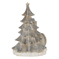 Clayre &amp; Eef   | Kerstdecoratie Beeld Kat Grijs, Wit 12x9x16 cm LED | 6PR4629