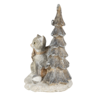 Clayre &amp; Eef   | Kerstdecoratie Beeld Kat Grijs, Wit 12x9x16 cm LED | 6PR4629