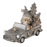 Clayre &amp; Eef   | Kerstdecoratie Beeld Kat en Hond Grijs, Beige, Wit 16x8x11 cm | 6PR4639