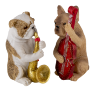 Clayre &amp; Eef   | Decoratie Beeld Set van 3 Honden Bruin, Wit 4x6x10 cm | 6PR4684