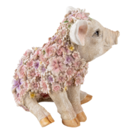 Clayre &amp; Eef   | Decoratie Beeld Varken Wit, Roze 24x16x23 cm | 6PR3332