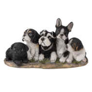 Clayre &amp; Eef   | Decoratie Beeld Honden Zwart, Wit 33x12x17 cm | 6PR3340