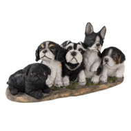 Clayre &amp; Eef   | Decoratie Beeld Honden Zwart, Wit 33x12x17 cm | 6PR3340