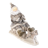 Clayre &amp; Eef   | Kerstdecoratie Beeld Kerstman Grijs 24x8x16 cm | 6PR3472