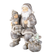 Clayre &amp; Eef   | Kerstdecoratie Beeld Kerstman Grijs 15x10x16 cm | 6PR3473