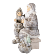 Clayre &amp; Eef   | Kerstdecoratie Beeld Kerstman Grijs 15x10x16 cm | 6PR3473