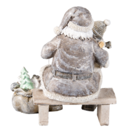 Clayre &amp; Eef   | Kerstdecoratie Beeld Kerstman Grijs 15x10x16 cm | 6PR3473