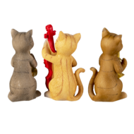 Clayre &amp; Eef   | Decoratie Beeld Set van 3 Katten Beige, Bruin, Grijs 4x6x10 cm | 6PR4683