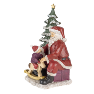 Clayre &amp; Eef   | Kerstdecoratie Beeld Kerstman Rood, Groen 16x13x22 cm | 6PR4714