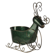 Clayre &amp; Eef   | Kerstdecoratie Beeld Rendier Groen 34x17x37 cm | 6Y4444