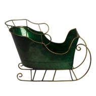 Clayre &amp; Eef   | Kerstdecoratie Beeld Slee Groen 34x18x22 cm | 6Y4445