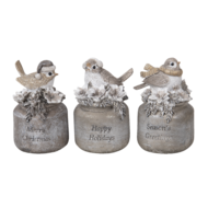 Clayre &amp; Eef   | Kerstdecoratie Beeld Vogels Grijs (3) 7x6x10 cm | 6PR3468