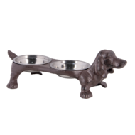 Clayre &amp; Eef   | Voerbak Hond Hond Bruin 43x20x14 cm / 2x350 ml | 6Y4322