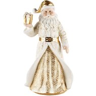 Decoratie kerstman met cadeautje wit/goud 20x15x36 cm | Dekoratief | A215101