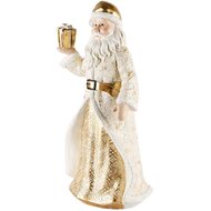 Decoratie kerstman met cadeautje wit/goud 20x15x36 cm | Dekoratief | A215101 1