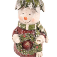 Decoratie sneeuwpop met kerstboom op zijn hoofd kerstkrans in hand 28 cm | Dutch Style | 11265850 2