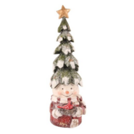 Decoratie sneeuwpop met kerstboom op zijn hoofd 22 cm | Dutch Style | 11264850