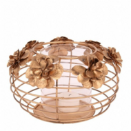 Windlicht bloemen &Oslash; 19 cm goud ijzer | Dutch Style | 10927404 3