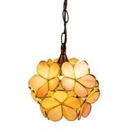 Clayre &amp; Eef   | Hanglamp Tiffany Roze, Geel 21x21x17/90 cm E14/max 1x40W | 5LL-6093