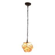 Clayre &amp; Eef   | Hanglamp Tiffany Roze, Geel 21x21x17/90 cm E14/max 1x40W | 5LL-6093