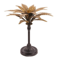 Kandelaar kaarsenhouder palmboom 33 cm x 18 cm zwart goud ijzer | Dutch Style | 11344404