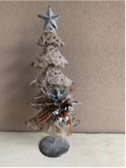 Kerstboom ijzer op voet met decoratie strik groene tak dennenappells en glitters 50 cm | La Galleria | JIF-45341 1