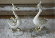 Set van 2 Gans met muts op slee en op schaatsen 20 cm | La Galleria | KEN-7115755