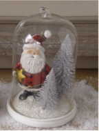 Decoratie kerstman met ster en kerstboompjes onder een stolp 16 cm | La Galleria | TPI-765332