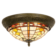 Clayre &amp; Eef   | Plafondlamp Tiffany Bruin, Beige &oslash; 38x19 cm E14/max 2x40W | 5LL-5349