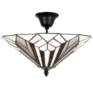 Clayre &amp; Eef   | Plafondlamp Tiffany Wit, Bruin &oslash; 40x28 cm E14/max 2x40W | 5LL-5896