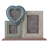 Clayre &amp; Eef   | Fotolijst Beige, Blauw 34x7x25 cm / 10x10 / 7x7 / 10x15 cm | 2F0896