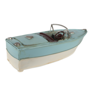 Clayre &amp; Eef   | Decoratie Miniatuur Boot Turquoise, Beige 24x11x9 cm | 6Y4609