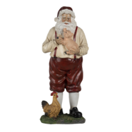 Clayre &amp; Eef   | Kerstdecoratie Beeld Kerstman Rood, Beige 11x9x27 cm | 6PR4755