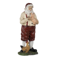 Clayre &amp; Eef   | Kerstdecoratie Beeld Kerstman Rood, Beige 11x9x27 cm | 6PR4755