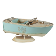 Clayre &amp; Eef   | Decoratie Miniatuur Boot Turquoise, Beige 18x8x8 cm | 6Y4610