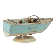 Clayre &amp; Eef   | Decoratie Miniatuur Boot Turquoise, Beige 18x8x8 cm | 6Y4610