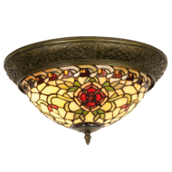 Clayre &amp; Eef   | Plafondlamp Tiffany Rood, Groen &oslash; 38x19 cm E14/max 2x40W | 5LL-5356