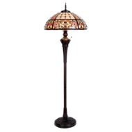 Clayre &amp; Eef   | Tiffany Vloerlamp Beige, Rood &oslash; 57x166 cm E27/max 3x60W | 5LL-5598