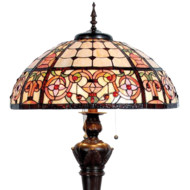 Clayre &amp; Eef   | Tiffany Vloerlamp Beige, Rood &oslash; 57x166 cm E27/max 3x60W | 5LL-5598