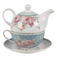 Tea for one set 16*10*14 cm / 400 ml / 250 ml Blauw | PECTEFO | Clayre &amp; Eef 1