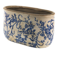 6CE1398L Bloempot Binnen Blauw, Wit 22*10*12 cm 22*12*13 cm Blauw | 6CE1398L | Clayre &amp; Eef 1