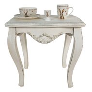 5H0538 Bijzettafel 52*35*58 cm Wit Hout, Kunststof Ornament Rechthoek Side table