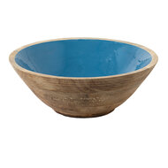 Clayre &amp; Eef   | Decoratie schaal Blauw, Bruin &oslash; 25x10 cm | 6H2168