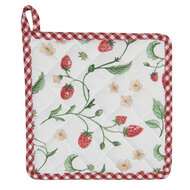 Clayre &amp; Eef   | Pannenlap Wit, Rood, Groen 20x20 cm | WIS45