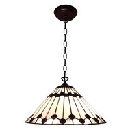 Clayre &amp; Eef   | Hanglamp Tiffany Wit, Bruin &oslash; 40 cm E27/max 1x60W | 5LL-6176