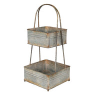 Clayre &amp; Eef   | Etag&egrave;re 2 laags Grijs 29x29x66 cm | 5Y1098