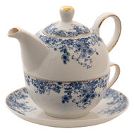 Clayre &amp; Eef   | Tea for One Wit, Blauw 16x15x15 cm / 400 ml / 250 ml | BFLTEFO