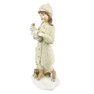 Clayre &amp; Eef   | Kerstdecoratie Beeld set van 2 Kinderen Beige 9x8x22 cm | 6PR4794