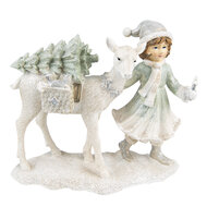 Clayre &amp; Eef   | Kerstdecoratie Beeld Kind Wit 22x9x18 cm | 6PR4808