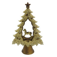 Clayre &amp; Eef   | Kerstdecoratie Beeld Kerstboom Goudkleurig 13x5x20 cm | 6PR4871